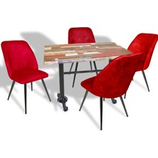 Dockers Çipa - Nilüfer Mutfak Masa Takımı - 70X120 (Werzalit, Wermodin ve Allzalit Tabla) - Red Wood - Bordo