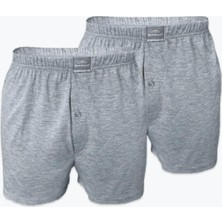 Malabadi Erkek Gri 2 Li Paket Geniş Kalıp %100 Pamuk Boxer 024