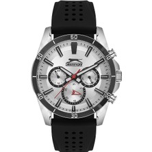 Slazenger Erkek Kol Saati 45 mm Siyah Silikon Kordon Mineral Cam Paslanmaz Çelik Kasa 5 Atm