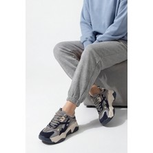 Marjin Kadın Yüksek Taban Sneaker Bağcıklı Spor Ayakkabı Edisa Lacivert