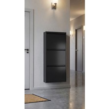 Üçlü Metal Ayakkabılık Premium Siyah