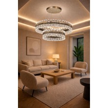 Bohem Aydınlatma Kristal Cam 30X50 Modern 3 Renk LED Kumandalı Avize