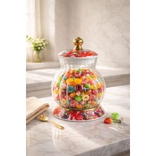 Morponi Bloom Cam Kavanoz Porselen Detaylı 500 ml 1 Adet