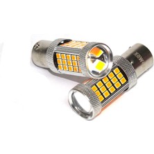 3 Tıkla Premium FX4035 Serisi Mercekli  66 Led Turuncu Tek Duy Sinyal Ampülü Süper Parlak İki Adet