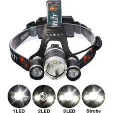 Magicool T6 Kafa Feneri 5000 Lumens 3xcree Xm-T6+2r5 Lamba LED Kamp Lambası
