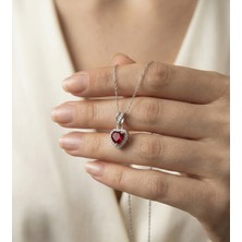 Usho Jewelry Pırlanta Modeli Kalp Kolye 925 Ayar Gümüş