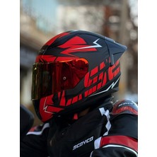 Ls2 Rapıd 2 Cromo Mat Siyah-Kırmızı Kask-Kırmızı Vizör-Spoiler