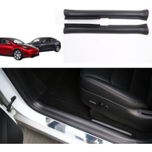 Ramm Tesla Model Y Ön Kapı Eşiği Koruyucu Bakalit - 3D Karbon - 2 Adet Set