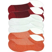 ModaSize 6 Adet Çocuk Sneaker Patik Çorap Bordo Beyaz Turuncu