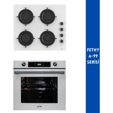 Ferre ve Afm Tech Markalı /fethy A-99 Turbolu Dijital 2'li Beyaz Ankastre Set (CS206-FA + FM7701)