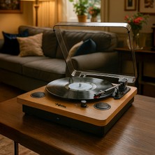 Midex Mtx-256X Nostaljik Pikap Plak Çalar (Şarjlı Bluetooth Aux Hoparlörlü 3 Devir) İğne Dahil