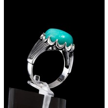 Yıldırım Turkuaz Tonlu Doğal Taşlı Klasik Form 925 Ayar Gümüş Yüzük