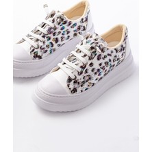 Kız Çocuk Leoparlı Desenli Lastikli Sneaker