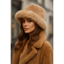 Yake Store  Bordo Kalın Peluş Kalpak Şapka Bere - Sıcak Tutan Şık Dış Mekan Soğuktan Koruma SPK1143 - Camel