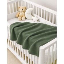 Organickid Cosy Bebek Yeşil Kalın Triko Battaniye 90X100