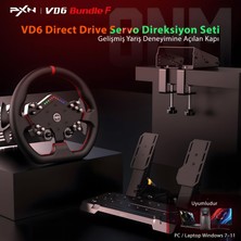 Pxn Vd6 Direct Drive Sim Racing Seti – 6nm Direct Drive Servo Motor, W Ds R2 Direksiyon, Hall Effect 2 Pedal, Masa Kelepçesi – Pc Windows 7–11