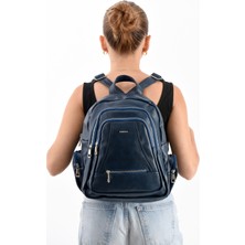 Mega Çanta Lizbon/yumuşak Deri Çok Bölmeli Kadın Sırt Çantası