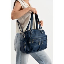 Mega Çanta Lizbon/yumuşak Deri Çok Bölmeli Kadın Omuz Çantası