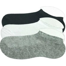 ModaSize 3 Adet Çocuk Sneaker Patik Çorap Siyah Beyaz Gri