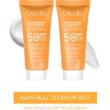 Calliel 2’li Leke Karşıtı Tüm Ciltler İçin Yüksek Korumalı 50 SPF Güneş Kremi Glutatyon Etkili