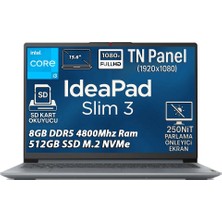 Lenovo Ideapad Slim 3 Intel Core i3 N305 8GB 512GB SSD Freedos 15.6" FHD Taşınabilir Bilgisayar 82XB00B4TX