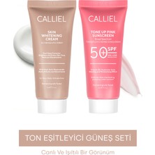 Calliel 2 Adet Güneş Bakım Seti Krem Tüm Cilt Tipleri İçin Glutatyon ve Hyaluronik Asit İçerir