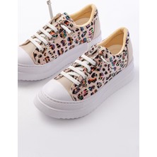 Kız Çocuk Leoparlı Desenli Lastikli Sneaker