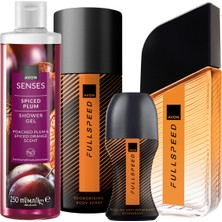 Avon Full Speed Erkek Parfüm ve Deodorant Seti - Su Meyveleri ve Misk Aromalı Duş Jeli, 75 ml EDT, Hediyelik Dörtlü Set