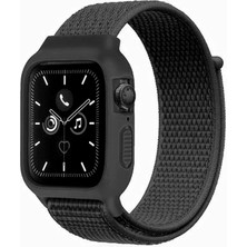   Watch 38MM Hasırlı Cırtcırtlı Kasalı Kordon - Siyah