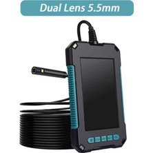 SiHako Ekranlı Çift Kameralı 10 mt Hafıza Kart Destekli Sert Kablo Yılan Endoskop Kamera 5.5 mm 4.3 Inc