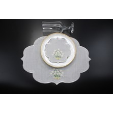 Nakışkonsept Papatya Desen Nakış Işlemeli 6 Kişilik 18 Parça Parça Amerikan Servis Takımı