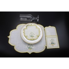 Nakışkonsept Papatya Desen Nakış Işlemeli 6 Kişilik 18 Parça Parça Amerikan Servis Takımı