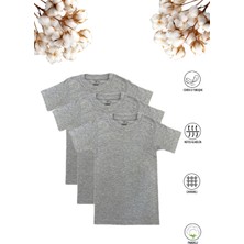 Özkan Underwear Özkan 0706 3'lü Paket Erkek Çocuk %100 Pamuklu Ribana Esnek Rahat Yarım Kol Kapalı Yaka Fanila T-shirt