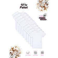 Özkan Underwear Özkan 42780 10'lu Paket Kız Çocuk Transferli %100 Pamuklu Ribana Esnek Rahat Kısa Kollu Fanila Atlet Tişört