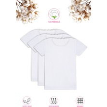 Özkan Underwear 42781 3'lü Paket Kız Çocuk Pamuklu Süprem Yakası Dantel Detaylı Esnek Rahat Kısa Kollu Atlet Fanila Tişört