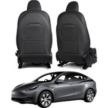 Ramm Tesla Model Y - Model 3 Ön Koltuk Arkası Koruyucu Kaplama - Sağ + Sol - 2 Adet - Siyah