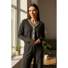 Mandala Tekstil Kadın Triko Çizgi Detaylı Alt Üst Takım