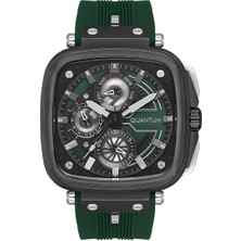 Quantum Erkek Kol Saati 44 mm Safir Cam Multifonksiyon Silikon Kordon 5 Atm