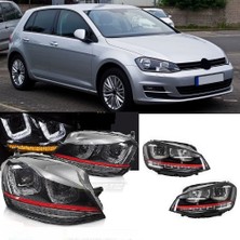 Vw Golf7 2013-2016 Kırmızı Çift U Ledli Gti Ön Far