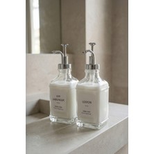 Digithome 2’li Cam Sıvı Sabun ve Losyon Etiketli Gümüş Tıpalı Deterjan Şişesi Sabunluk 500 ml - 2112020-S C1-1-289