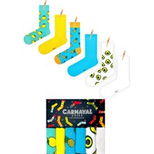 Carnaval Socks 6\'lı Desenli ve Düz Renkli Çorap Seti