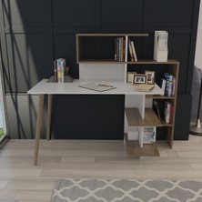 Lagomood Uzay Çalışma Masası Yonga Levha Beyaz Ceviz Modern Tasarım Dayanıklı Yapı