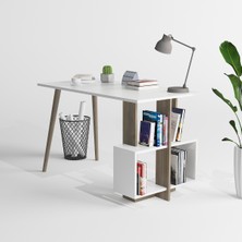 Lagomood Side Çalışma Masası Beyaz - Ceviz