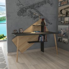 Lagomood Rüzgar Çalışma Masası Antrasit - Safir Meşe