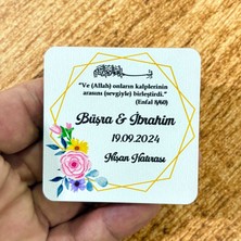 Hediyehanesi Nikah, Nişan, Düğün, Söz, Kına Hediyelik Ahşap Magnet – 20 Adet (6x6 Cm)
