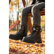 Walkway 24035 F Siyah Polarlı Kaymaz Taban Unisex Çocuk Bot