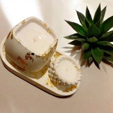 Celestia Dekoratif Yaldızlı Vanilya Kokulu Mum Set