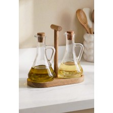Digithome Bambu Standlı 2'li Cam Zeytinyağı ve Sıvıyağ Şişesi Yağdanlık 250 ml – 8617005S C1-1-289
