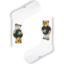 Carnaval Socks Bear Desenli Beyaz Tenis Çorap