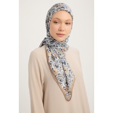 Schaless Etnik Bahar - Indigo - Aurora Desenli Janjan Eşarp - 90X90 cm